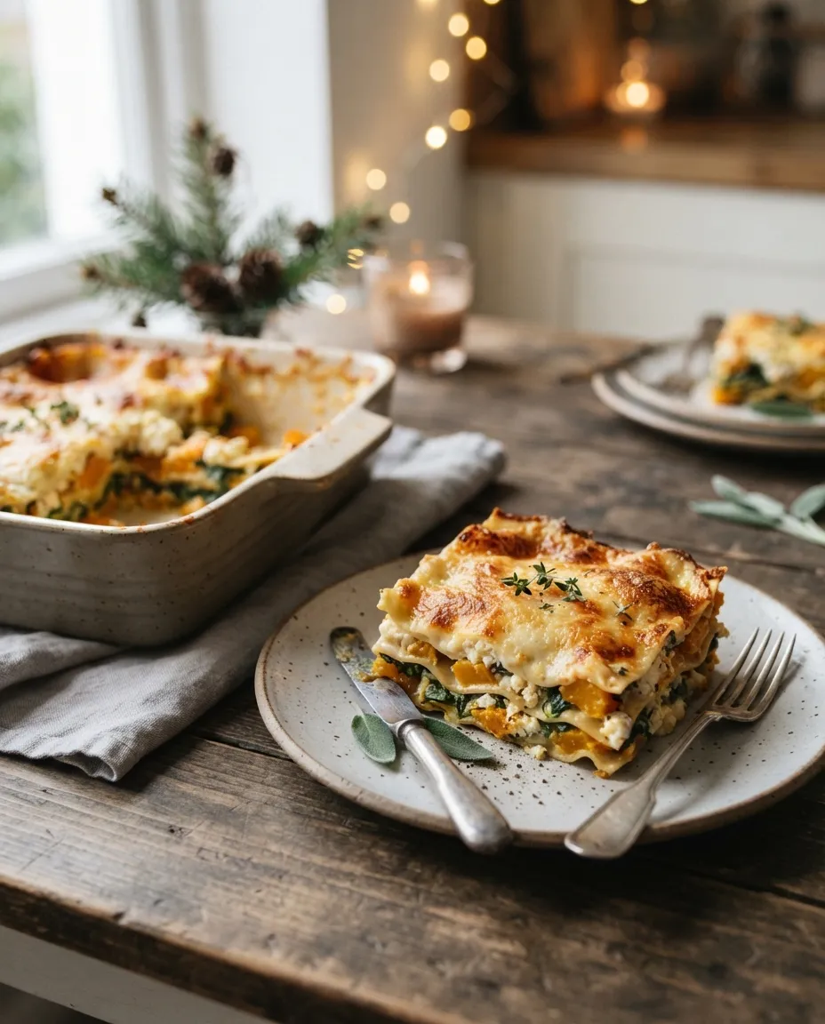 Lasagnes butternut, épinards et chèvre